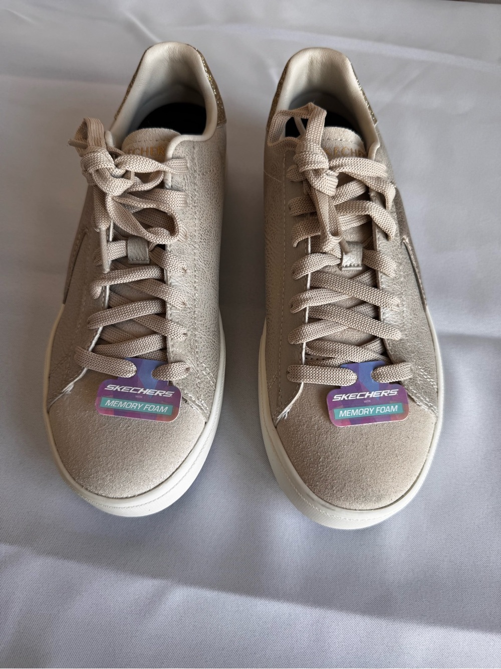 Skechers women Light Beige Casual Memory Foam Sneakers